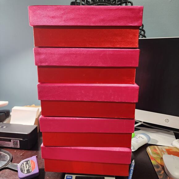 Lot of 5 Used Gift Boxes With Attached Ribbon, 7in x 3in x 9in - Picture 8 of 9